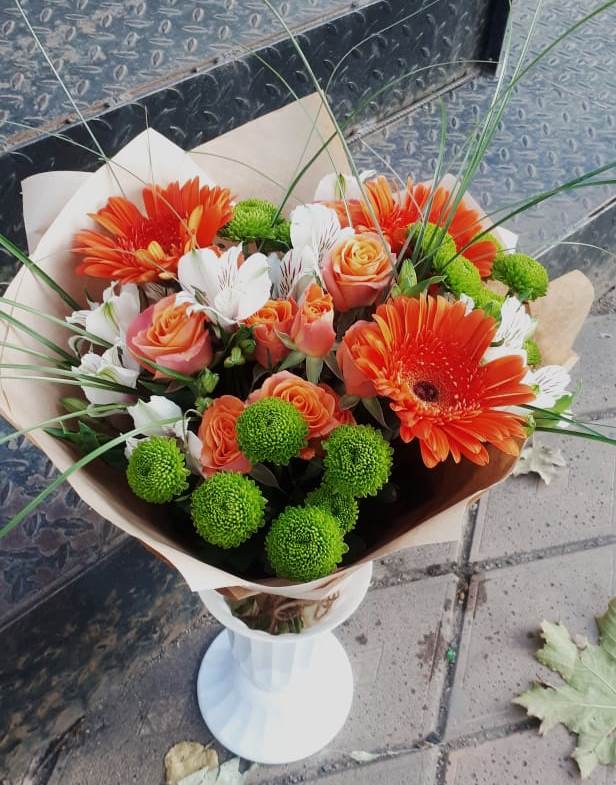 Букет цветов из: Герберы, Хризантемы, Альстромерии и Розы в Калитвенской