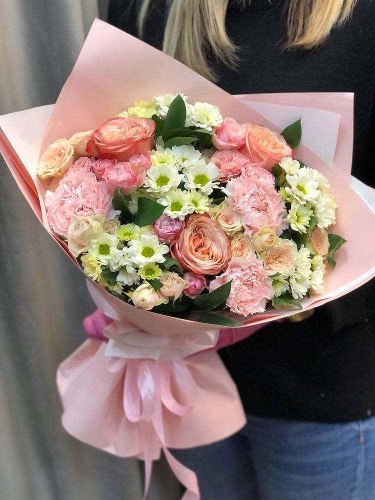 Букет цветов из: Гвоздики, Розы и Хризантемы в Калитвенской