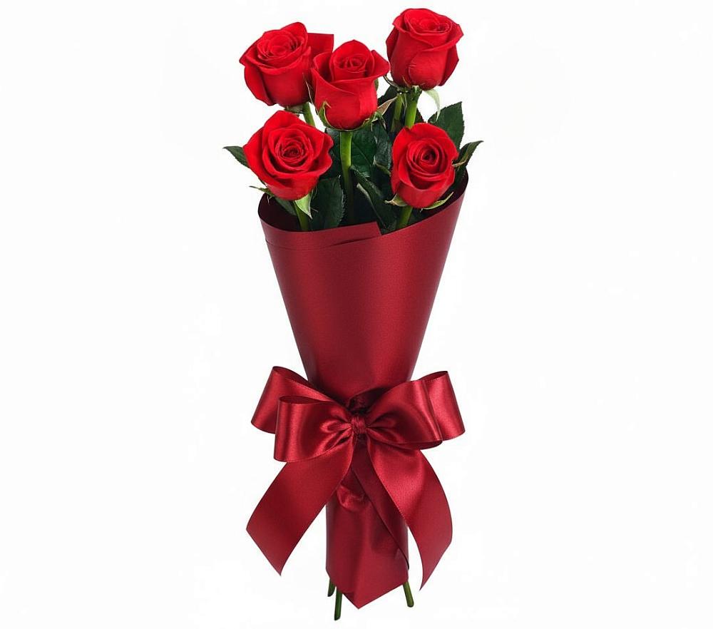 Букет 5 Красных роз Эдлесс Лав в Калитвенской