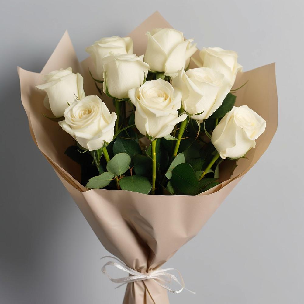 Букет 9 Белых роз Эдлесс Лав в Калитвенской