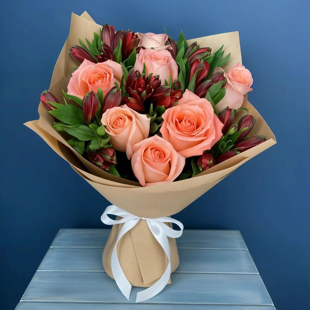 Букет цветов из: Розы и Альстромерии в Калитвенской