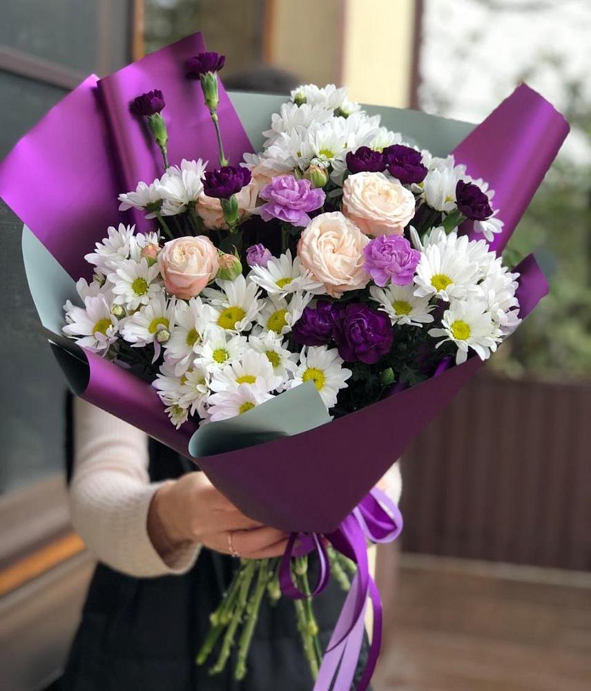 Букет цветов из: Хризантемы, Гвоздики и Розы в Калитвенской