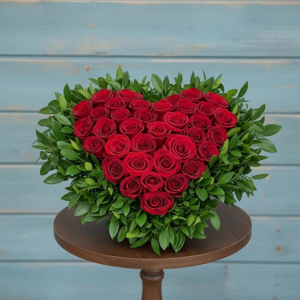 Цветочная композиция из Розы в виде сердца в Калитвенской