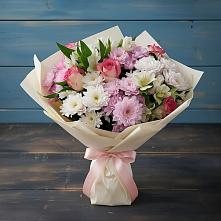 Букет цветов из:  Хризантемы, Альстромерии и Розы в Калитвенской