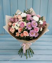 Букет цветов из:  Хризантемы, Розы и Альстромерии #REPLACE_PRED# Калитвенской