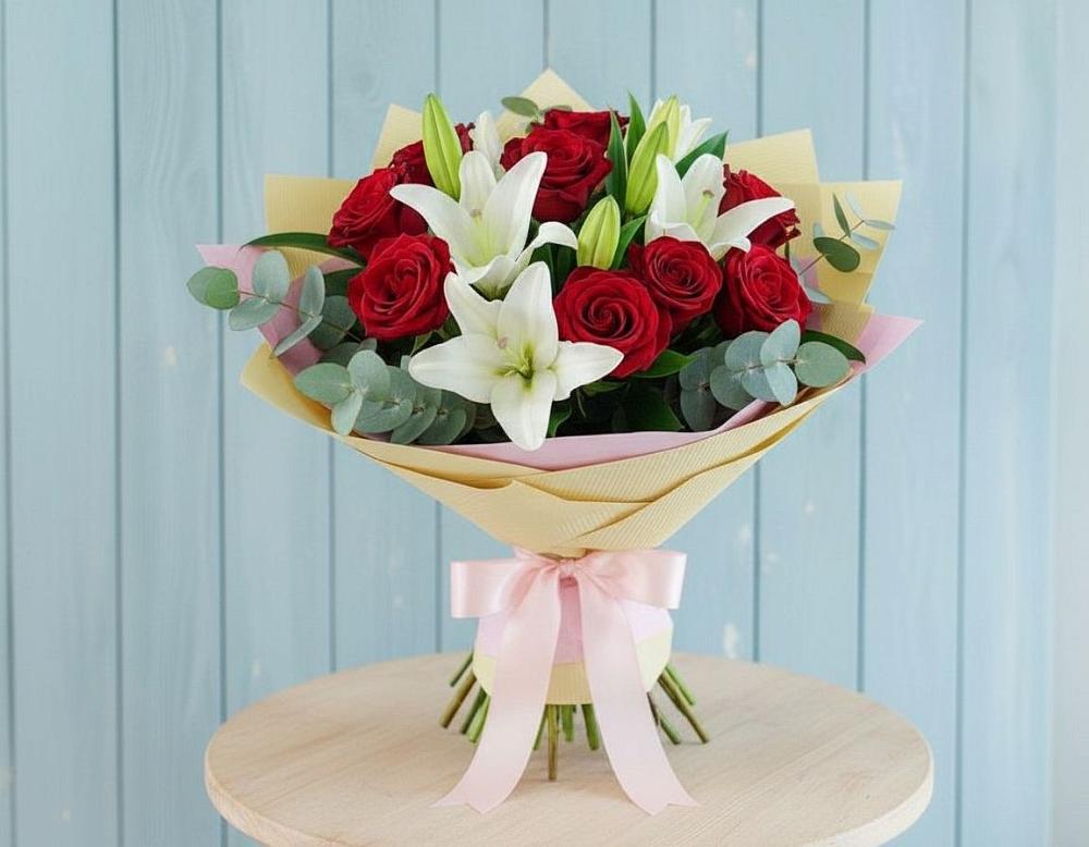 Букет цветов из: Лилии и Розы в Калитвенской